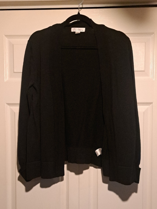 Tradition Sweaters - Black Open-Front Women's Cardigan Light Sweater For casual comfort & Style